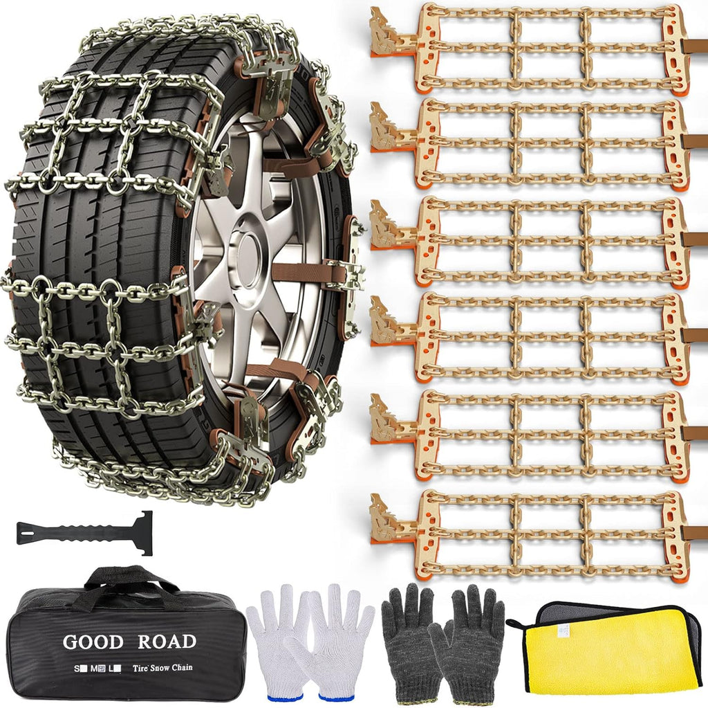 6 Packs Car Snow Chains with Thickened Manganese Steel Tire Width 195-235mm S81153