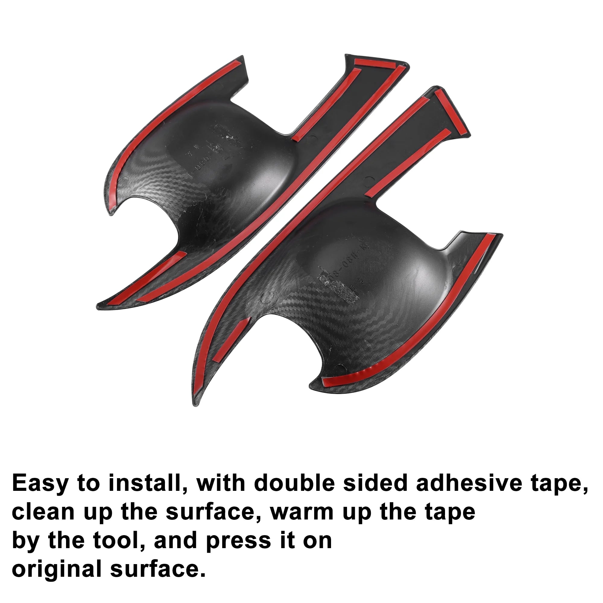 4 Pcs Carbon Fiber Pattern Black Door Handle Bowl Cover Trim Protector Z98853
