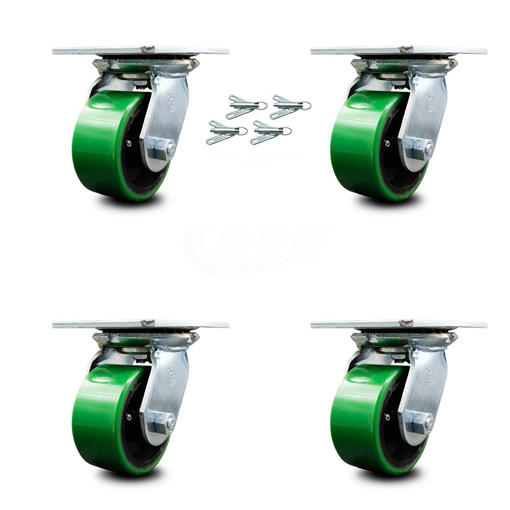 Pack of 2 Swivel Caster with 8 x 2 Green Wheel N436
