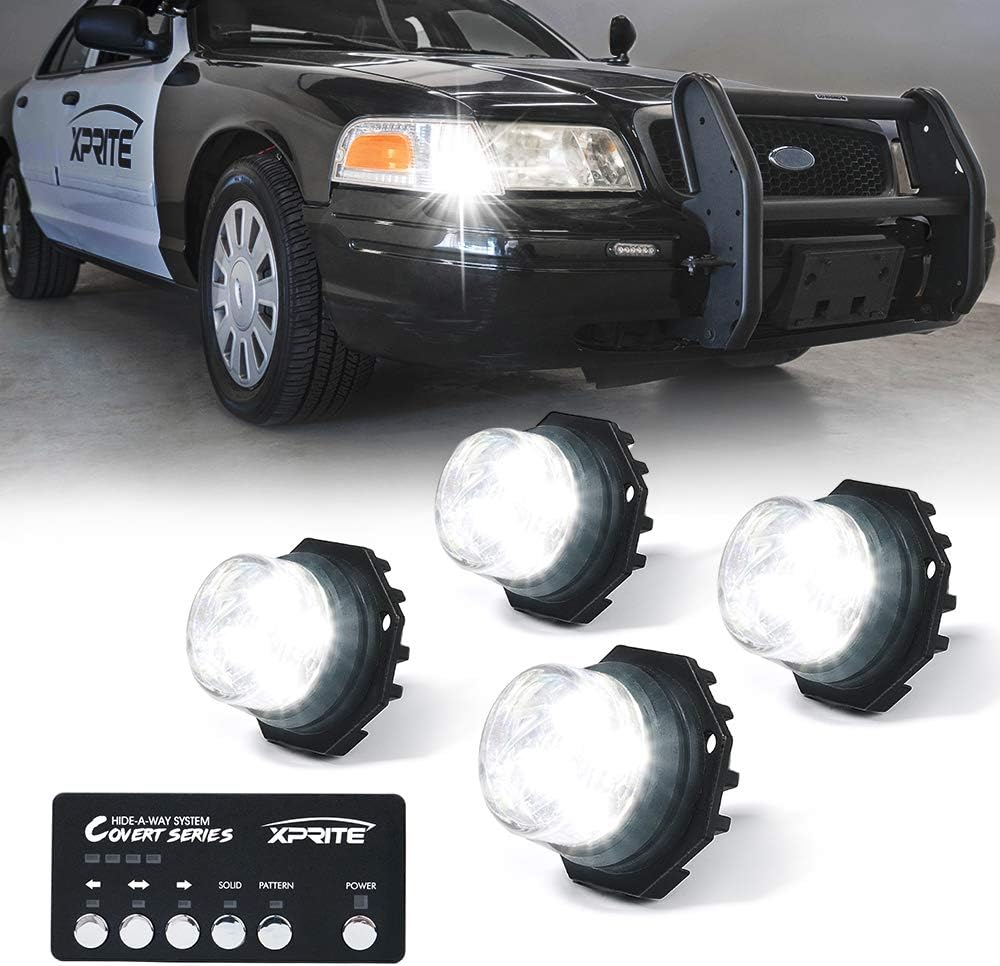 White Amber Yellow LED Hideaway Strobe Lights Kit 4 PCs B266938