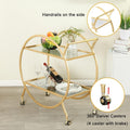 Gold Bar Cart with 2 Mirrored Glass Shelves E14441