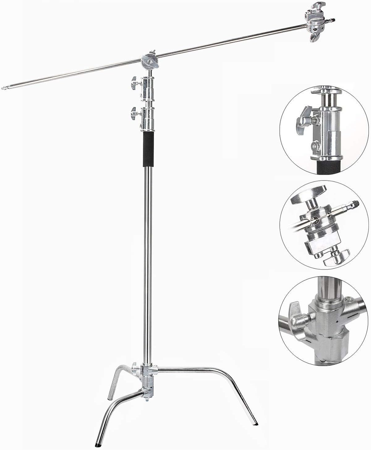 C Stand Heavy Duty 100% Metal Max 10.8ft/330cm with Holding Arm Boom Arm 2 Pcs Grip Head F978