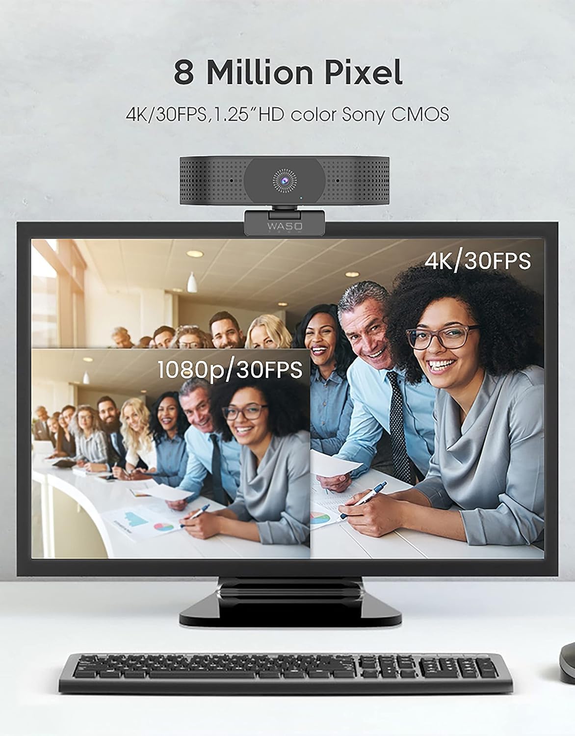 4K Webcam with Microphone, 8MP 30fps Auto Focus USB Y483684