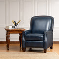 Navy Leather Recliner Armchair with Birch Wood Legs P930023