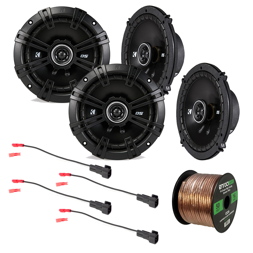4x 6.5" 240 Watt 2-Way Coaxial Speakers, Speaker Harness, 16 Gauge 50 Foot Speaker Wire F691778