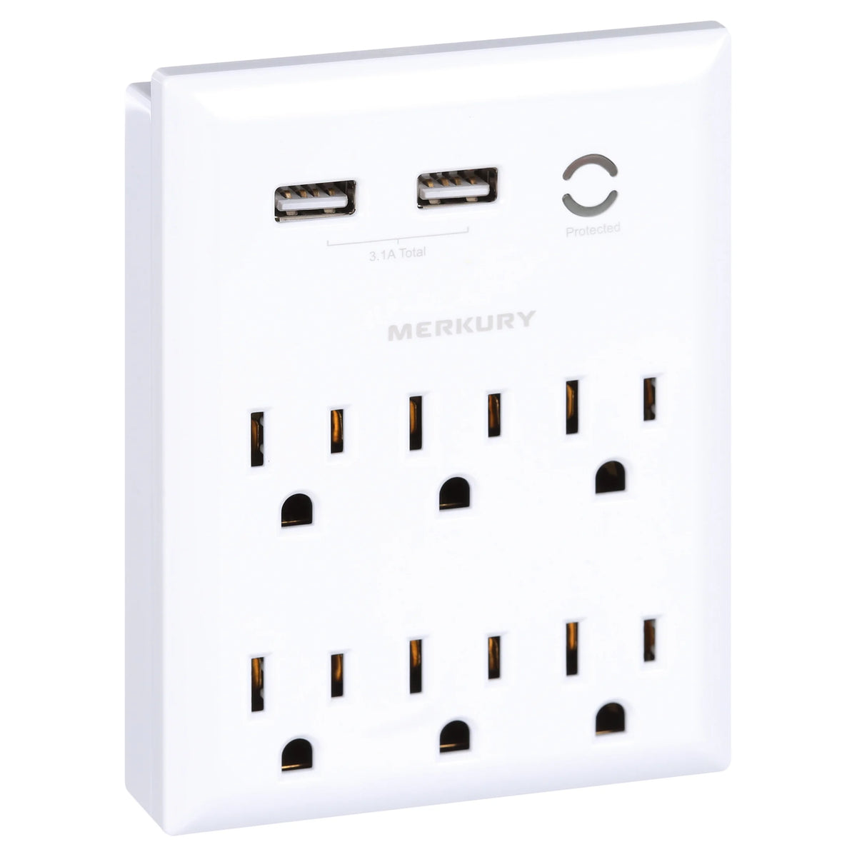 White 6-Outlet USB Wall Charger Extender with Phone Stand R90702