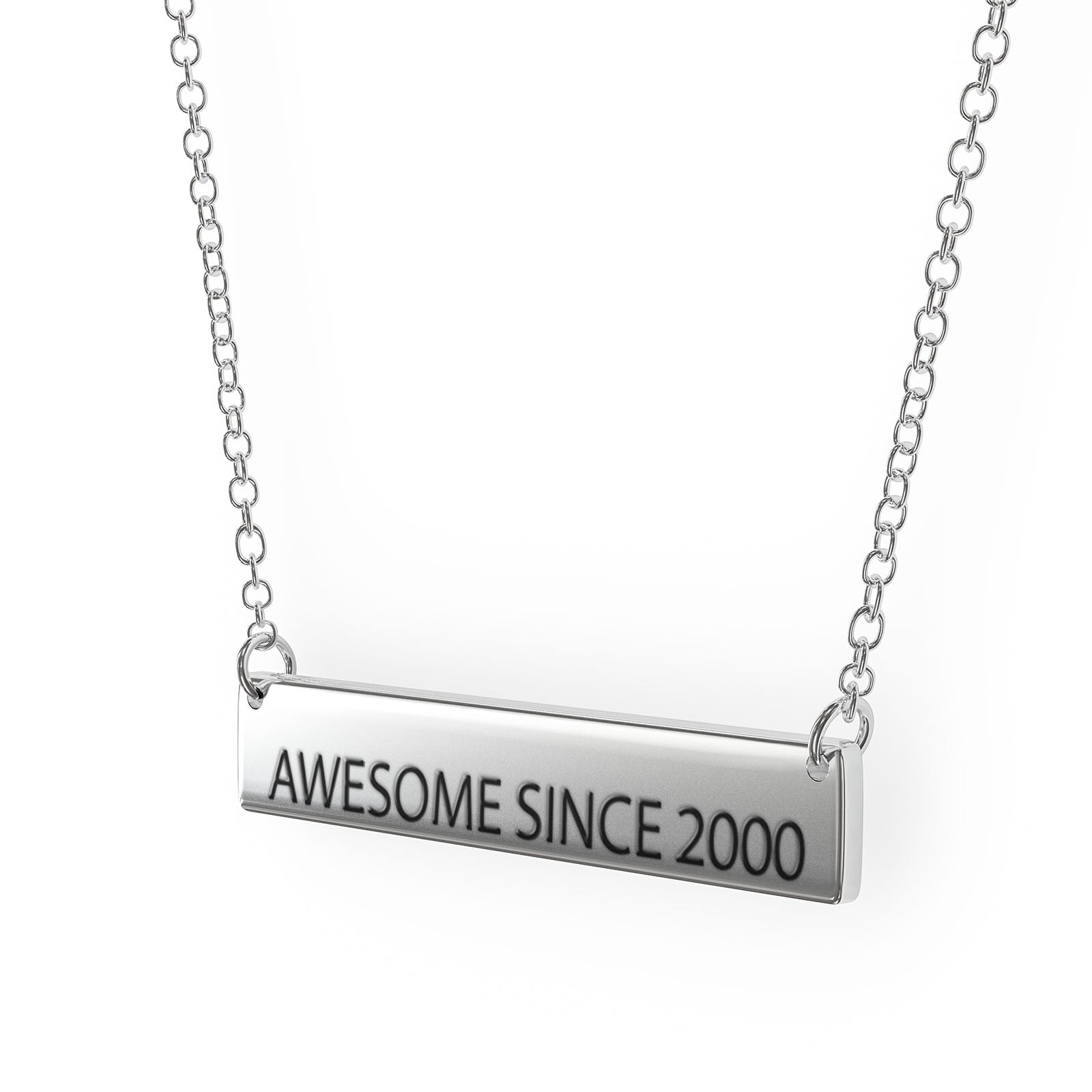 Sterling Silver Bar Pendant Necklace T693263