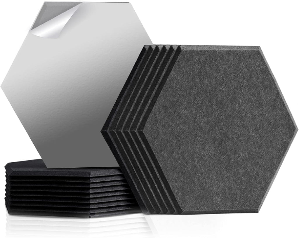 Self Adhesive Hexagon Acoustic Panels 12 Pieces Black Pack of 2 C15705