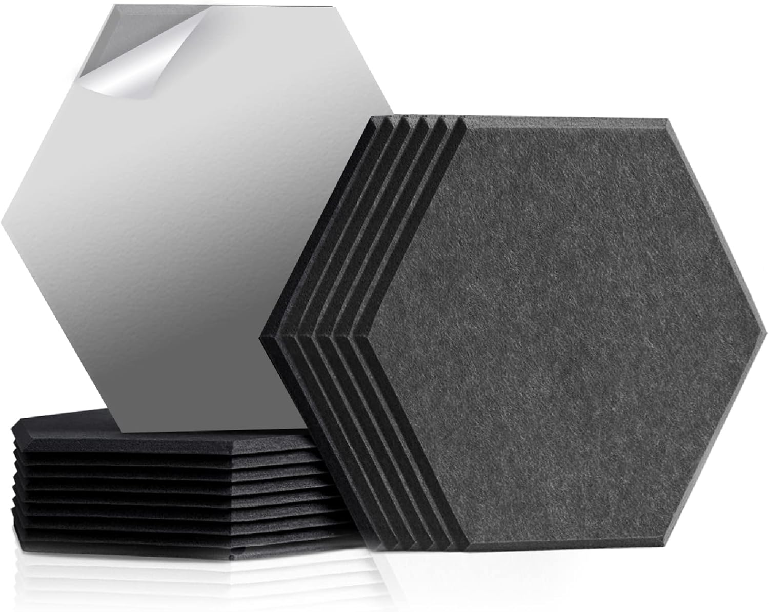 Self Adhesive Hexagon Acoustic Panels 12 Pieces Black Pack of 2 C15705