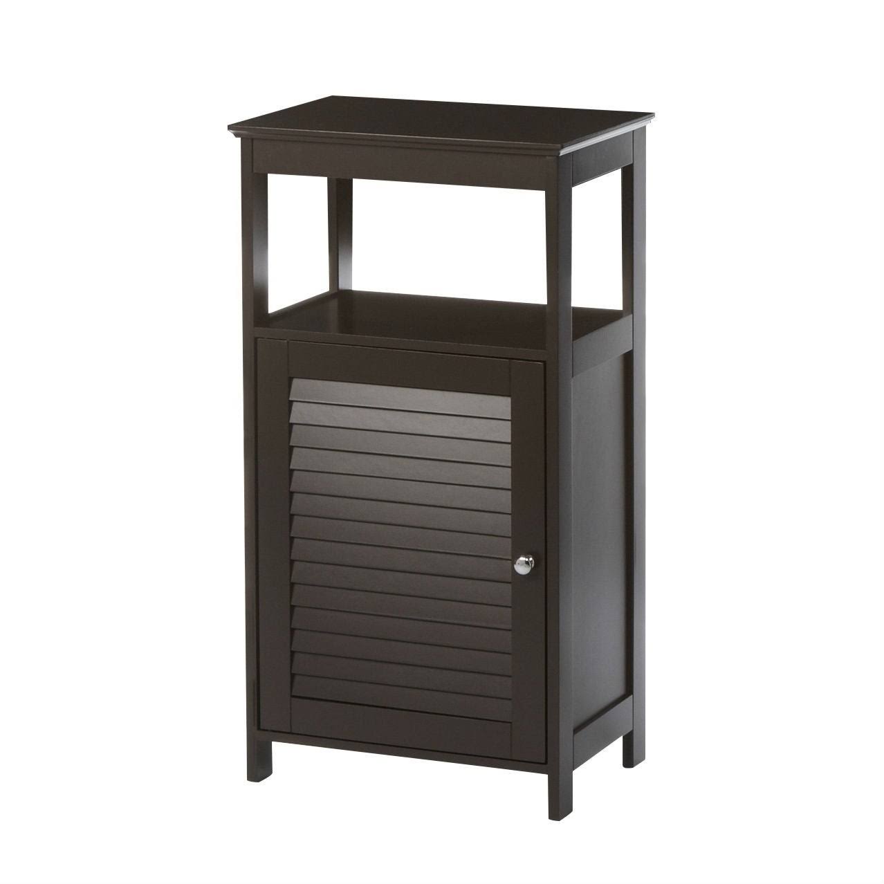 Espresso Wood Finish Bathroom Floor Cabinet Storage Unit X425134