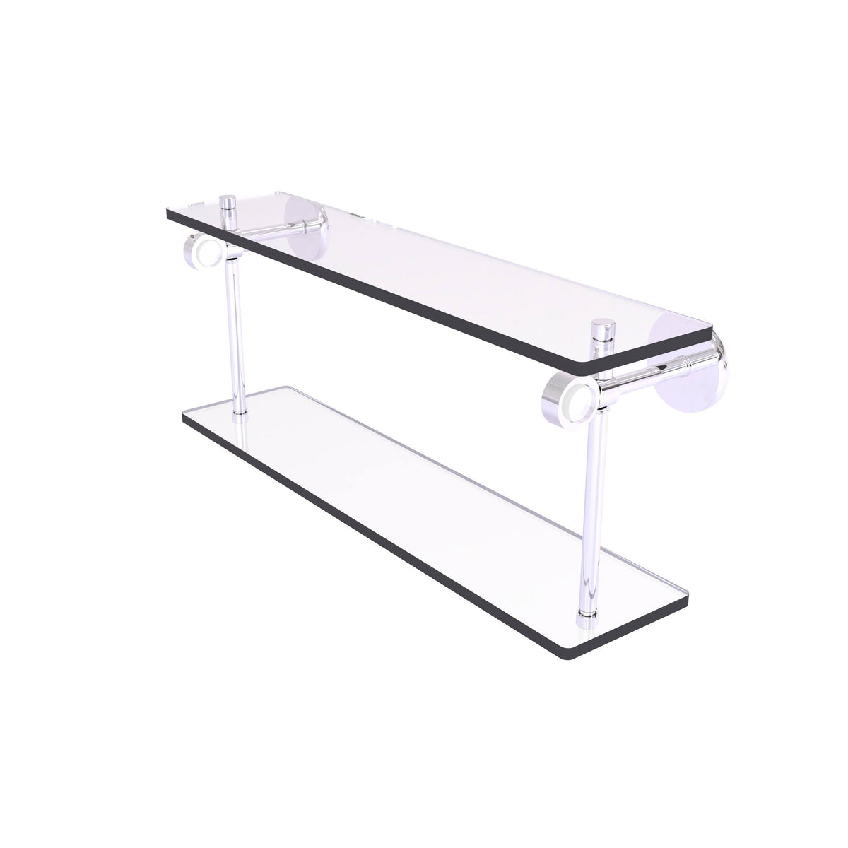 22 in. Two Tiered Glass Shelf Polished Chrome G75128