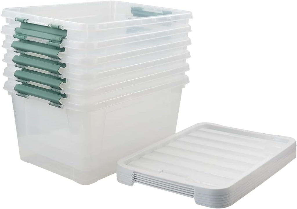 20 Quart Clear Plastic Bin with Lid, 6 Packs I386457
