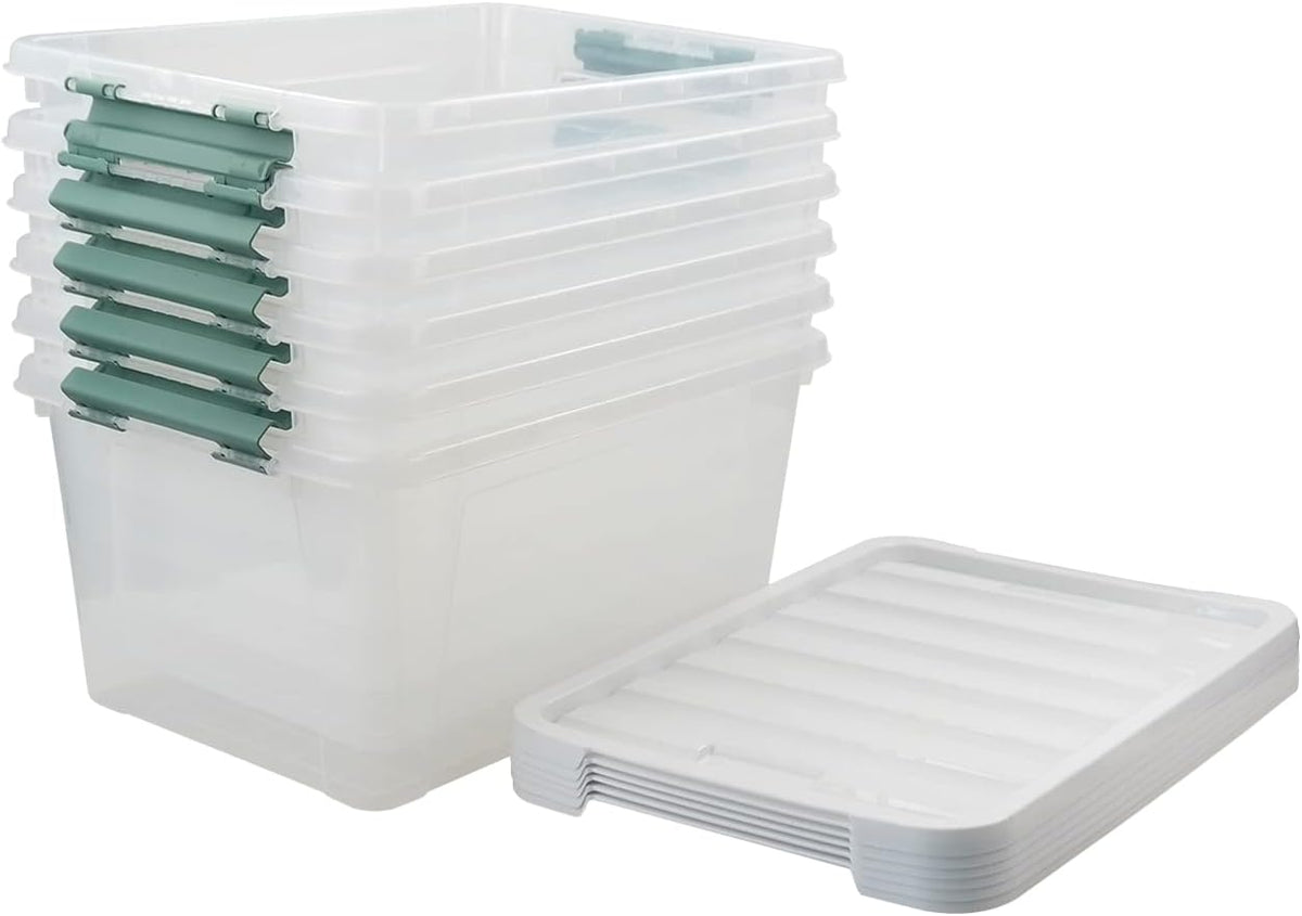 20 Quart Clear Plastic Bin with Lid, 6 Packs I386457