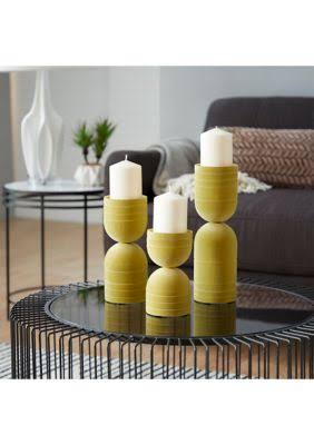 Set of 3 Yellow Iron Candle Holder S260067