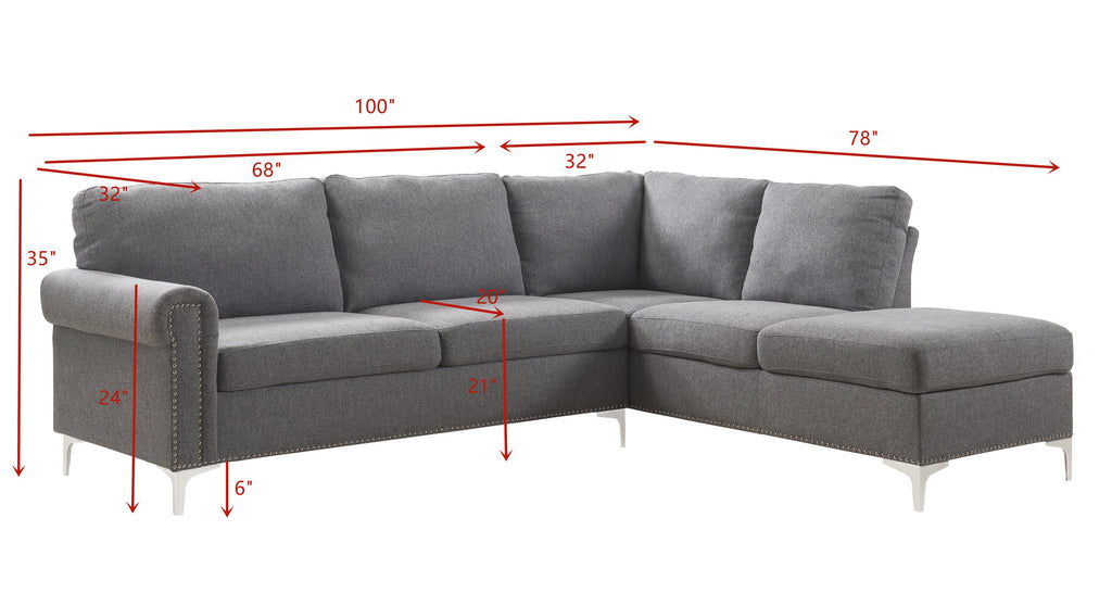 Gray Sectional Fabric Sofa I1103