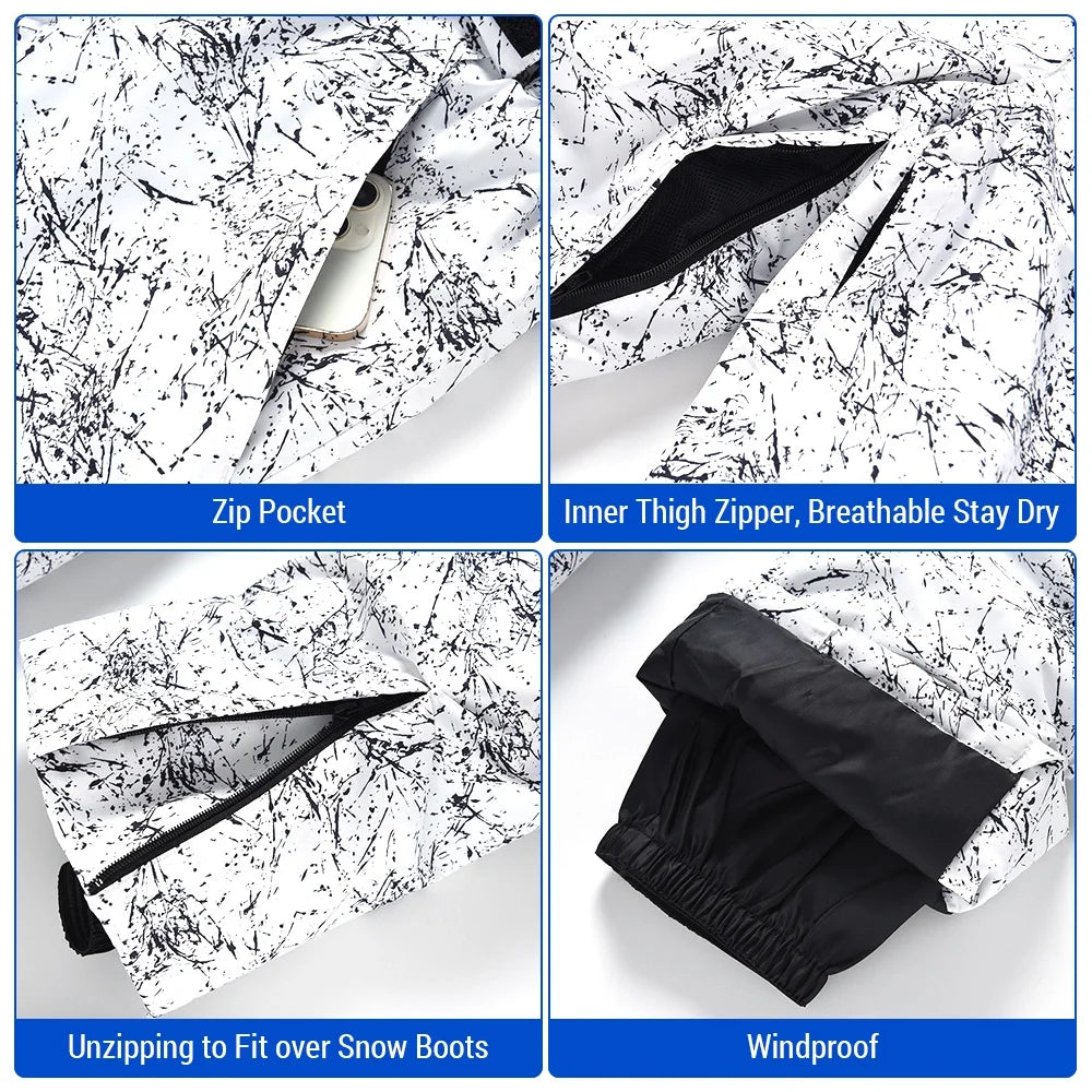 Waterproof Ski Pants with Adjustable Waist and Reinforced Knees H29340