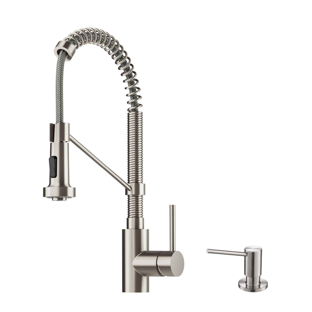 Commercial Kitchen Faucet with Soap Dispenser, Spot Free Stainless Steel V30502