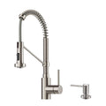 Commercial Kitchen Faucet with Soap Dispenser, Spot Free Stainless Steel V30502