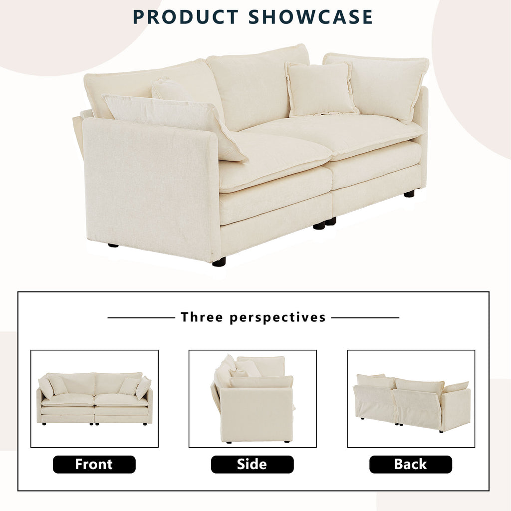 Beige Chenille Fabric 2 Seater Sofa L467636