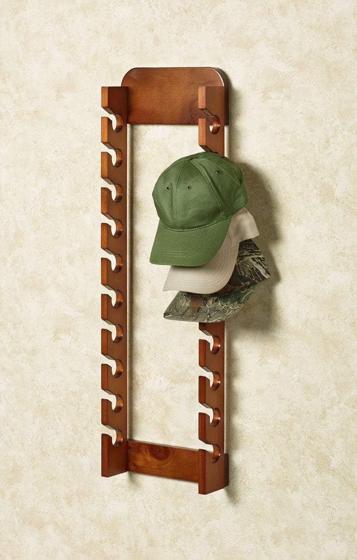 Wooden Cap Display Rack, Triple Rack 30 Hat Slots, Solid Wood, 20 Inches Width by 33 Inches High K1956