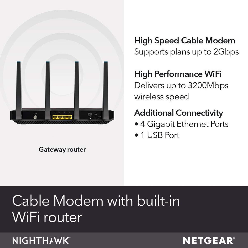 AC3200 WiFi Speed Cable Modem WiFi Router Combo DOCSIS 3.1 X50866