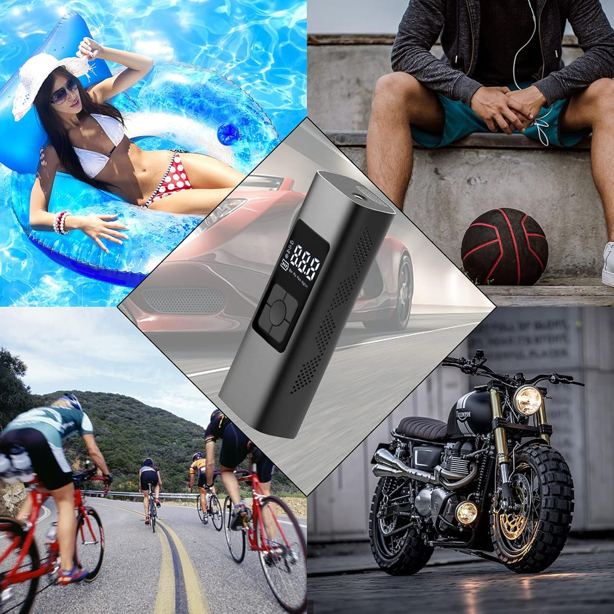 Portable Air Compressor Tire Inflator 6000mAh 150 PSI with Power Bank LED Light B70467