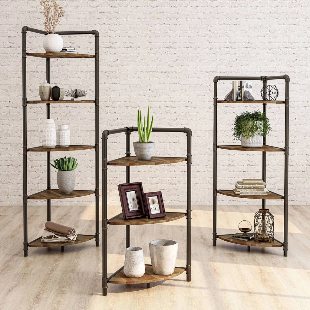 3 Tier Corner Bookshelf Sand Black/Light Pure Copper M730882