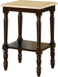 Round Stand with Genuine Marble Top, Dark Cherry Finish Q426440