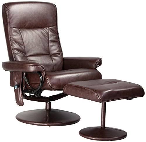 Brown Leather Recliner Chair with 8-Motor Massage and Heat W966050