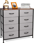 Dark Gray 8 Drawer Fabric Dresser with Wooden Top Z30464