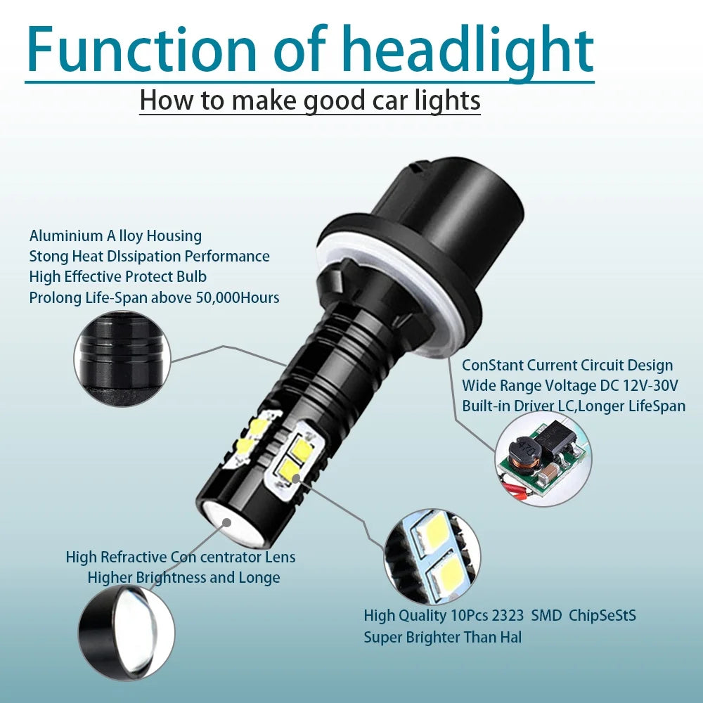 6X LED Headlights Bulbs Kit 6000K P667