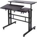 Adjustable Standing Desk with Mobile Cart Tray Maple I752
