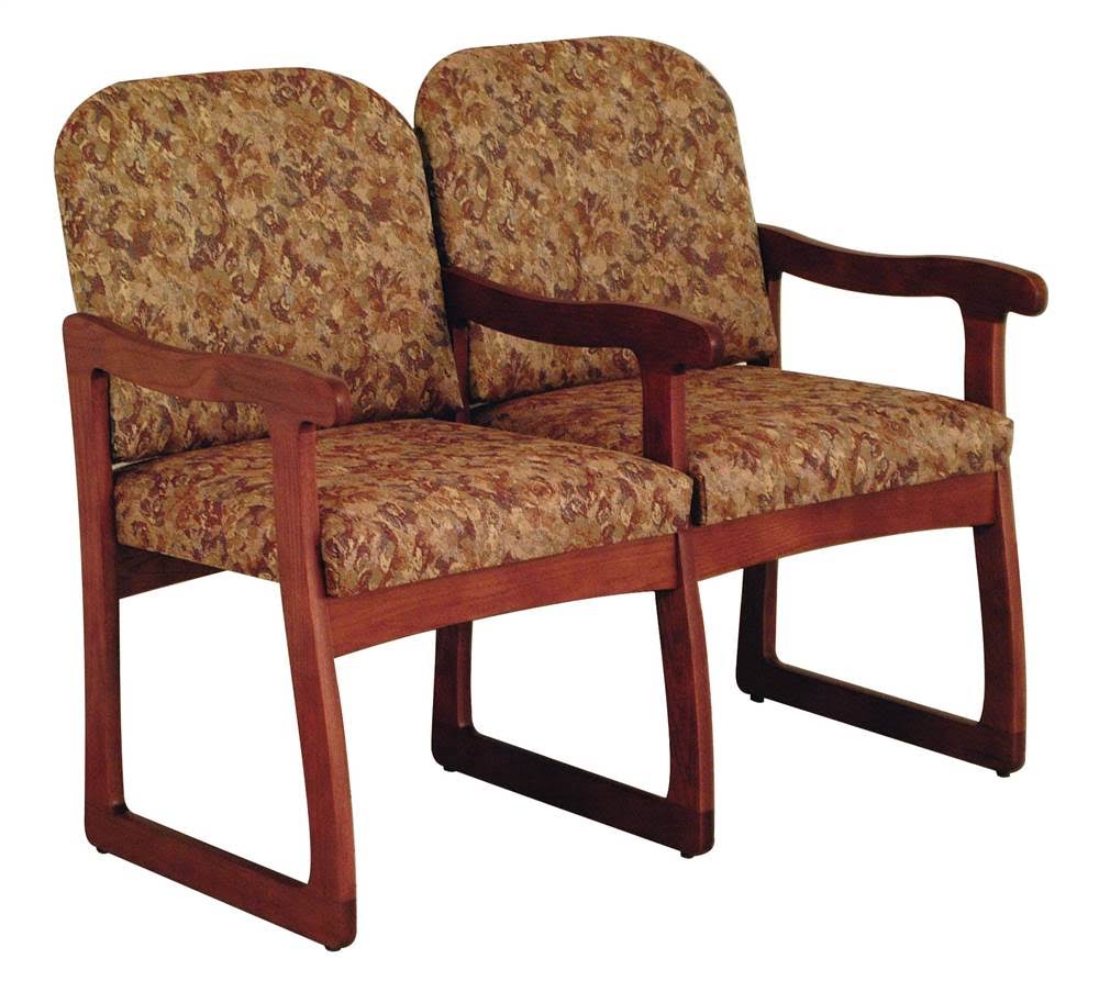 Mahogany Finish Sled Base Double Chair K3950