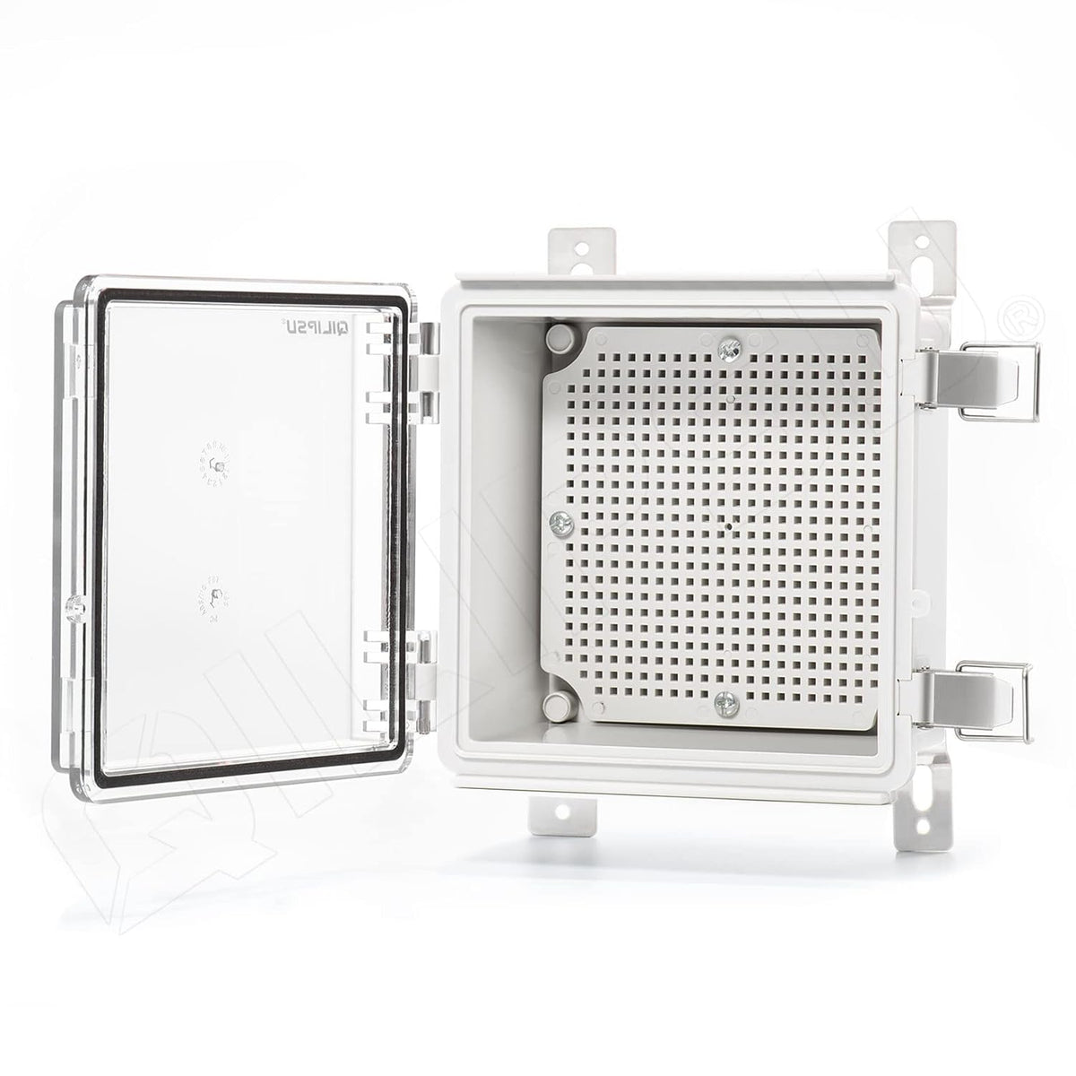 Clear Hinged Cover Junction Box with Mounting Plate, IP67 Waterproof ABS Plastic Grey U6795