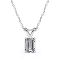 1 Carat Emerald Cut Moissanite Pendant Necklace In 18K White Gold Plating Over Silver N821