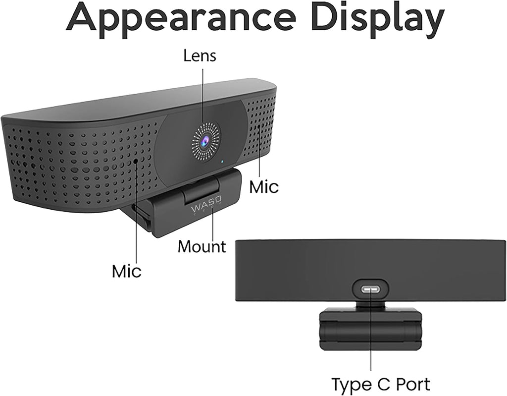 4K Webcam with Microphone, 8MP 30fps Auto Focus USB Y483684