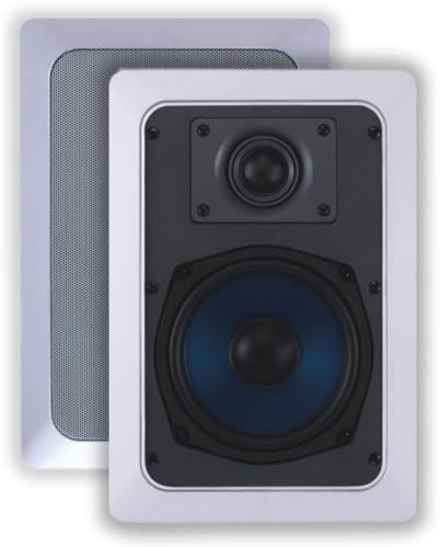 In Wall 8" Speakers Pair with Silk Dome Tweeter and Trimless Magnetic Grill S847648
