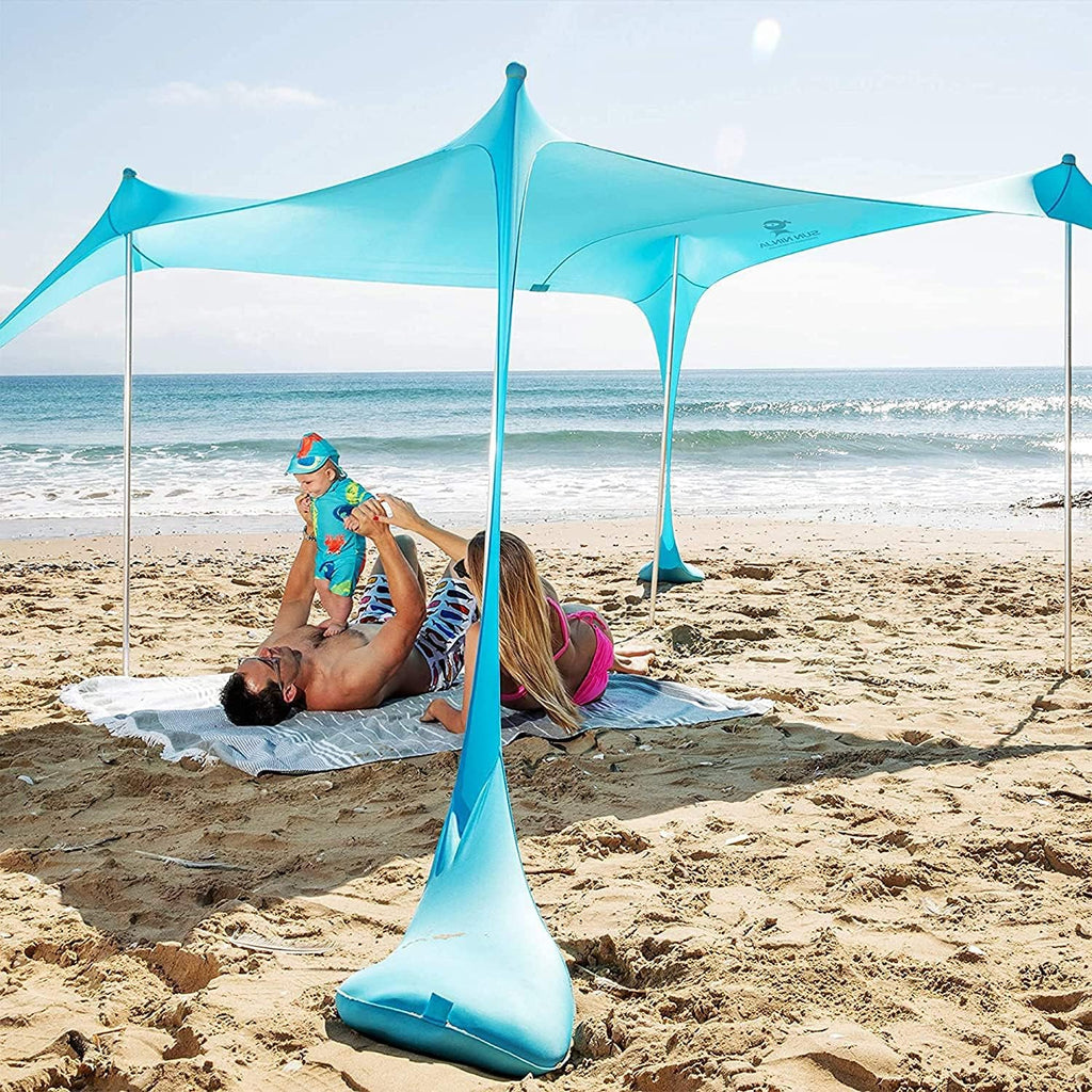 Pop Up Beach Tent Sun Shelter UPF50+ with Sand Shovel, Ground Pegs and Stability Poles J954