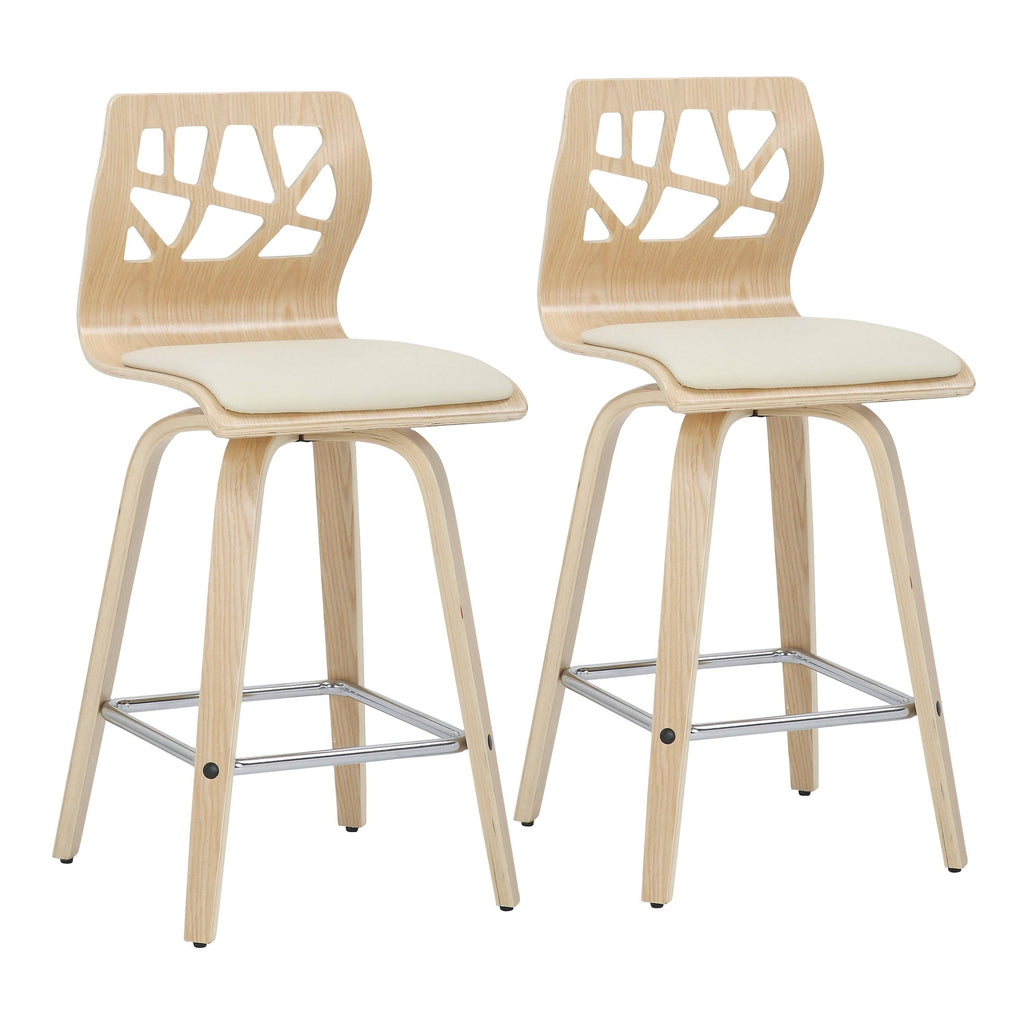 Set of 2 Natural Wood Counter Stool G848384