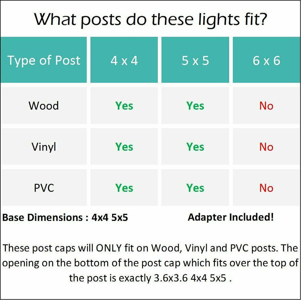 2 Pack Solar LED Post Cap Light with Wood Post Adapter O88981