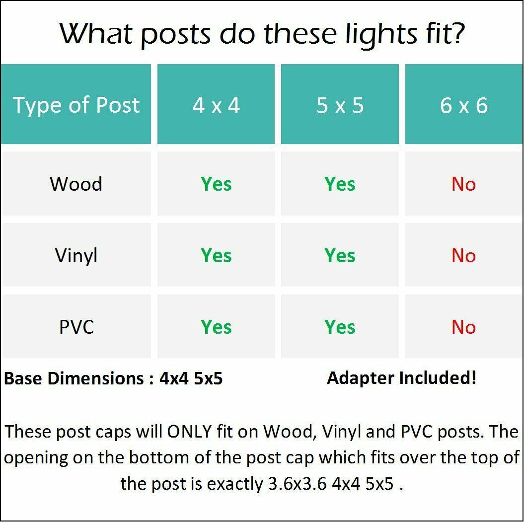 2 Pack Solar LED Post Cap Light with Wood Post Adapter O88981