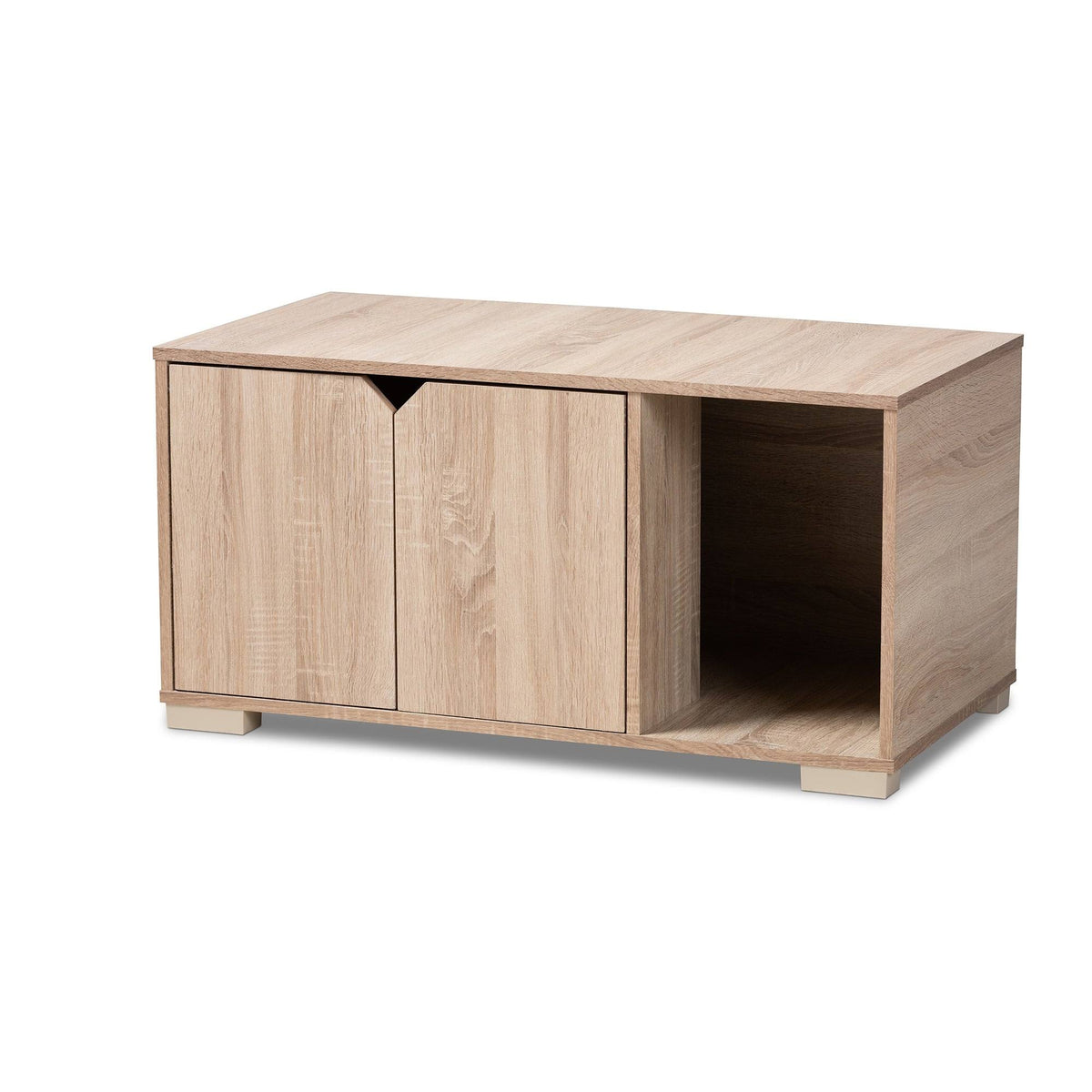 Oak 2-Door Wood Cat Litter Box Cover House S446