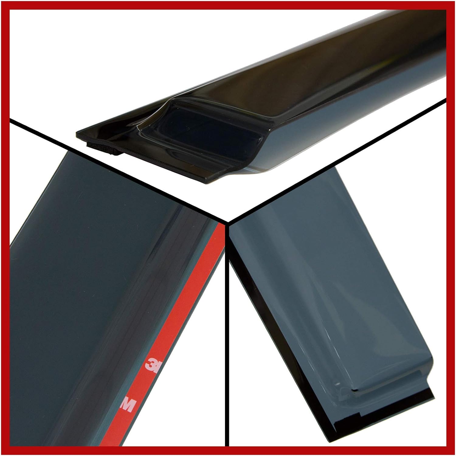 Smoke Tinted Tape-On Side Window Visor Deflectors Rain Guards Pack of 2 G478