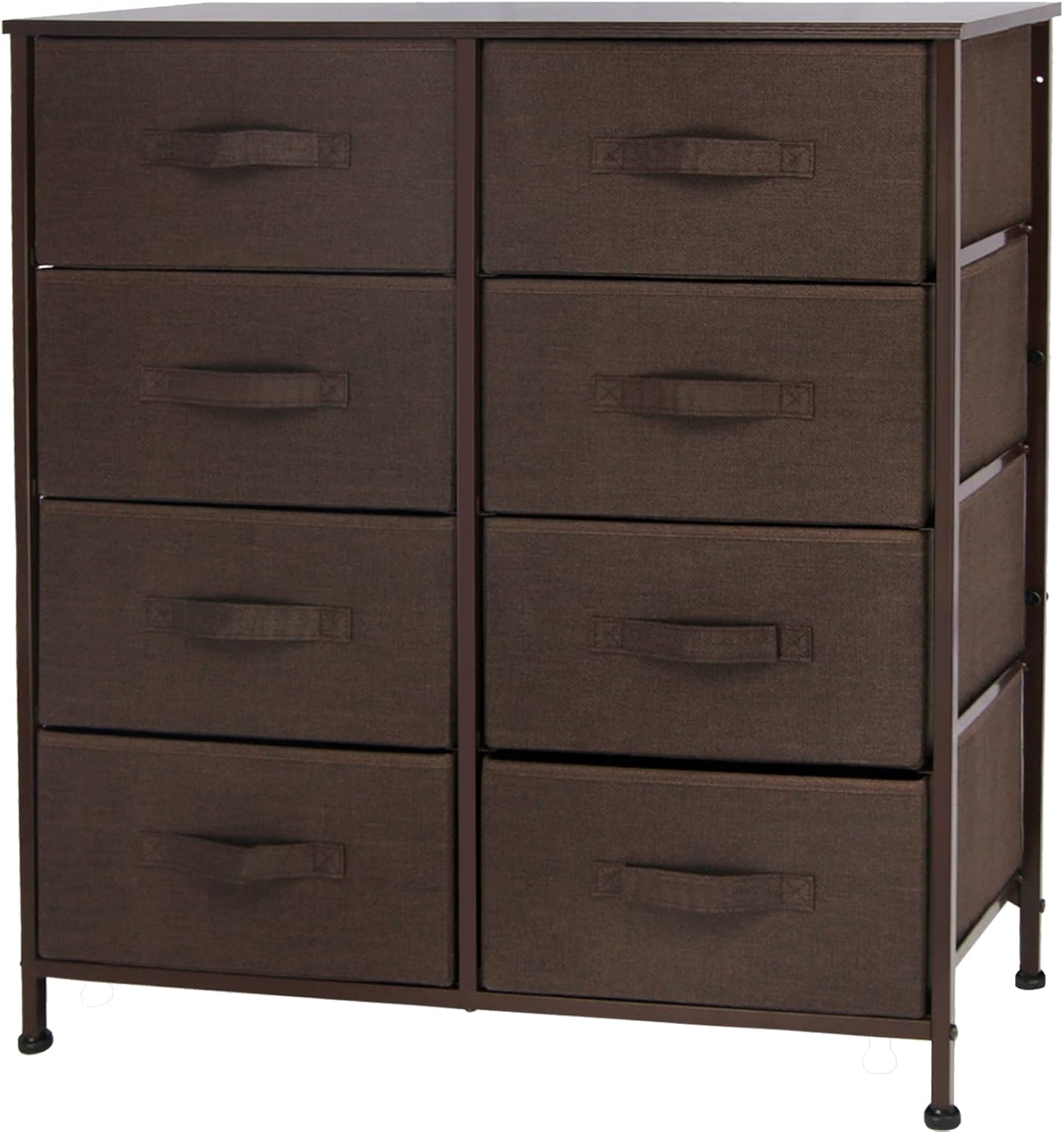 Dark Gray 8 Drawer Fabric Dresser with Wooden Top Z30464
