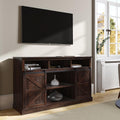 Stone Grey TV Stand with Sliding Barn Door and Storage Cabinets W98388