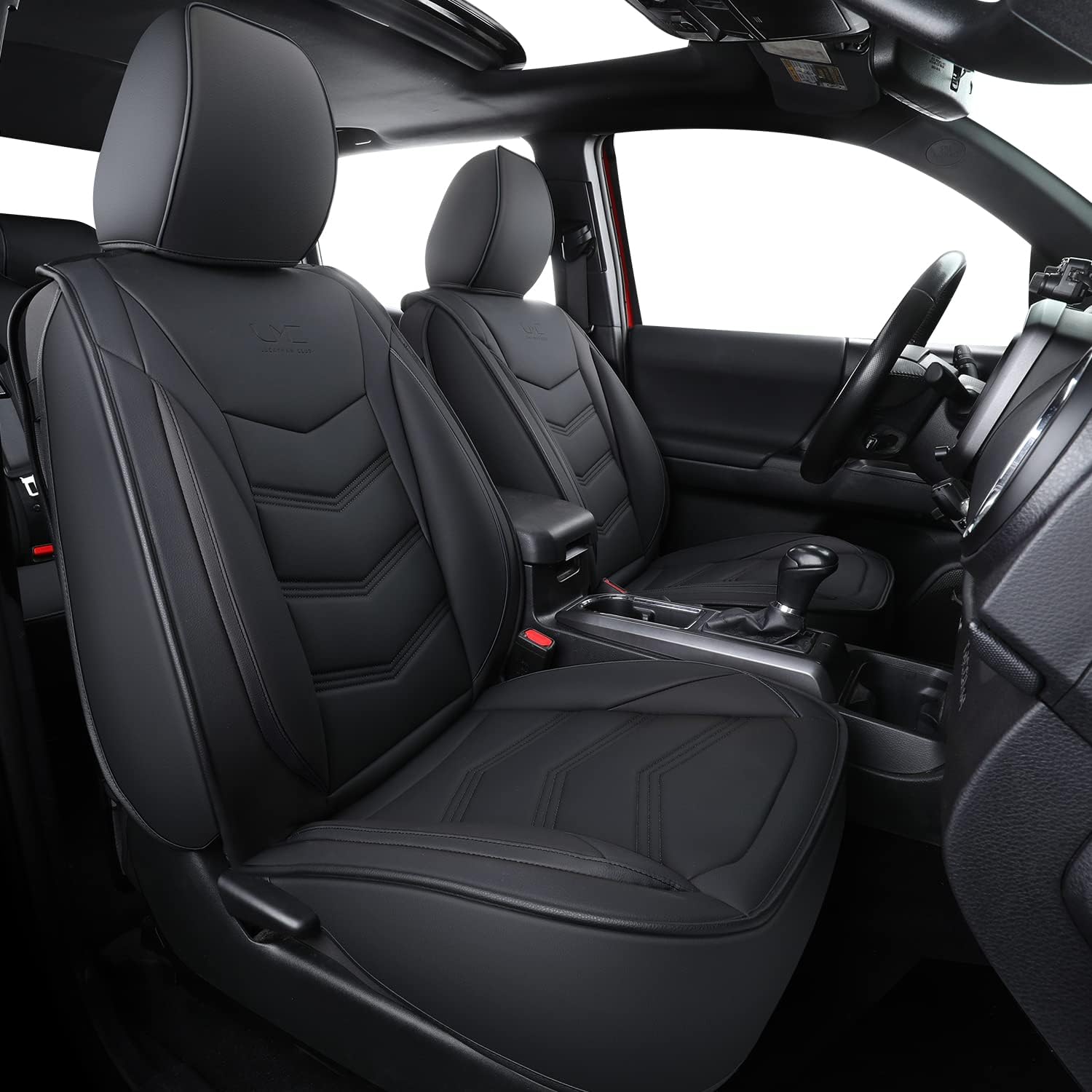 Black Waterproof Faux Leather Full Set Seat Covers D50041