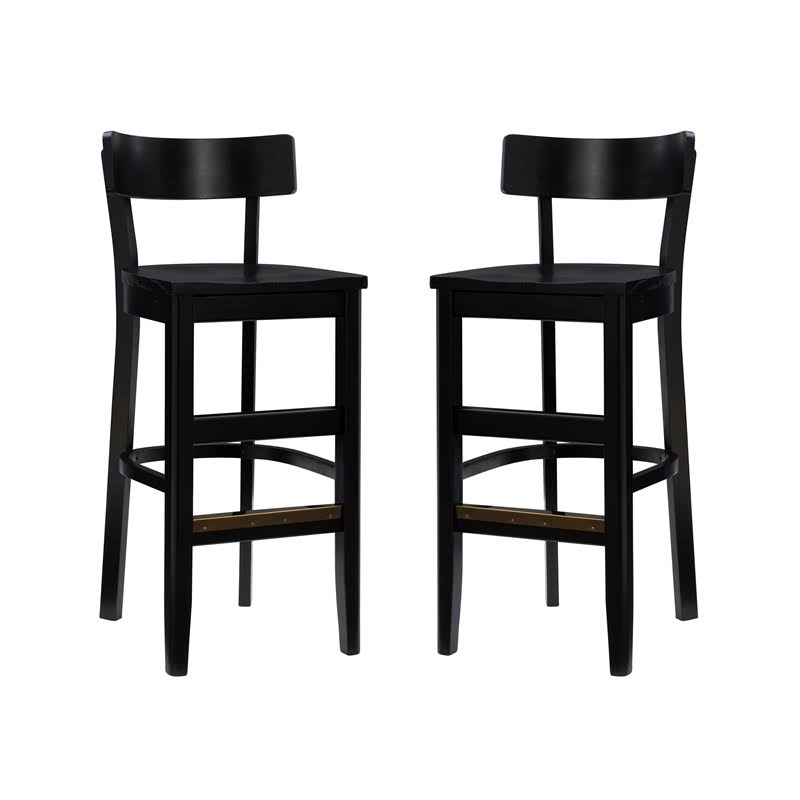 Solid Wood Set of Two Barstools in Black X47782