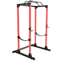 Black Red Steel Power Rack with Pull Up Bar J70092