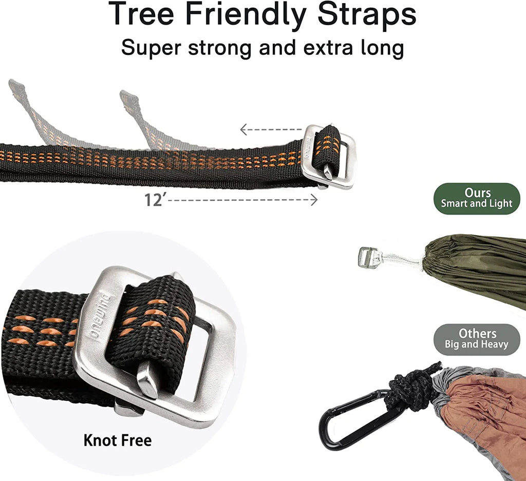 Olive Green Camping Hammock with Tree Straps S4457
