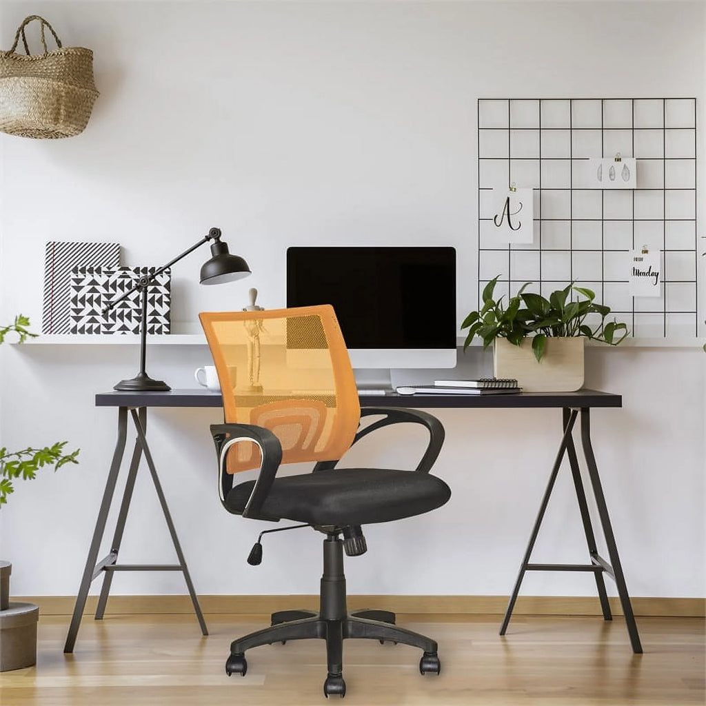 Orange Mesh Fabric Swivel Office Chair D15437